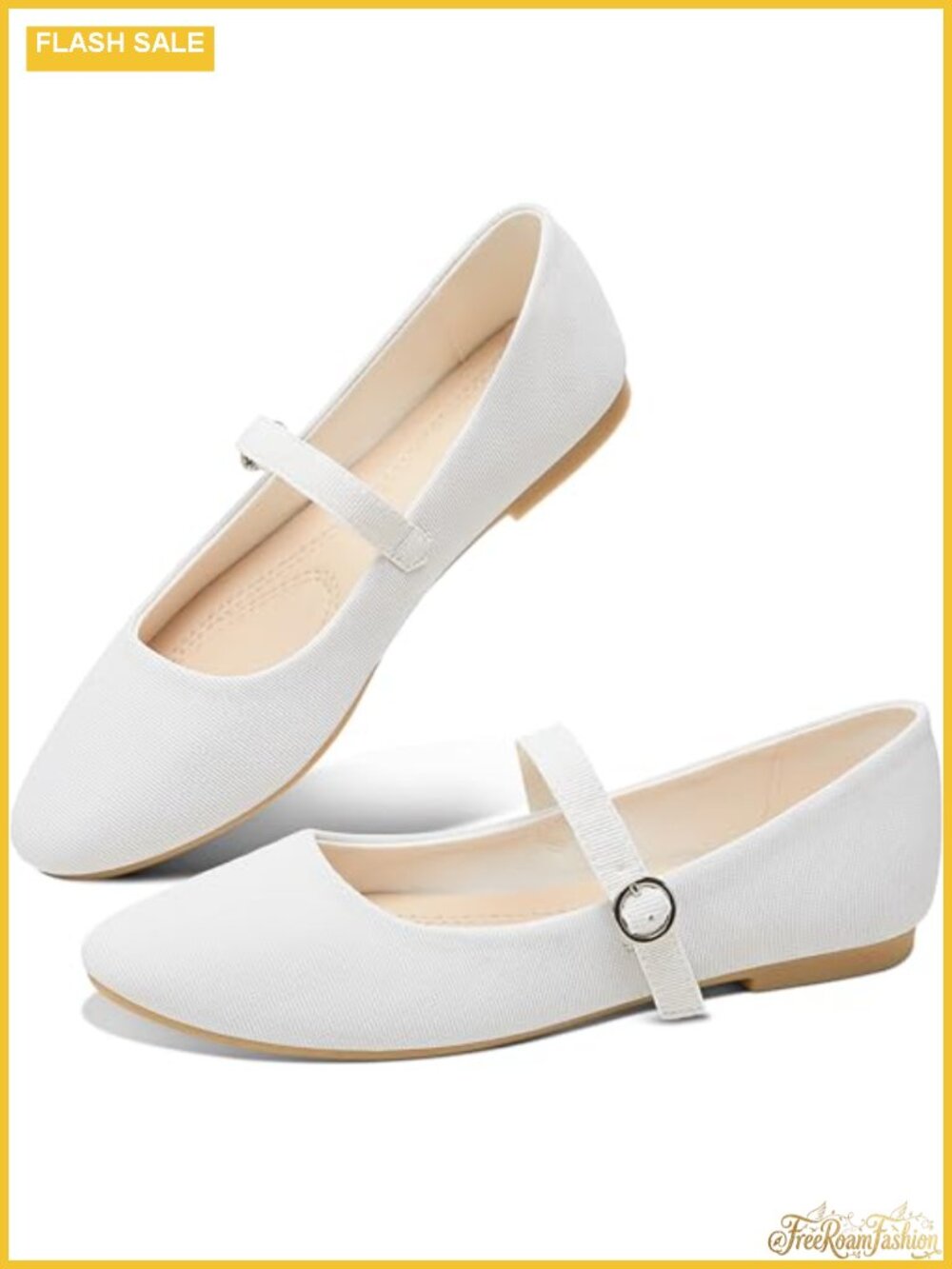 Women's Mary Jane Ballet Flats Round Toe Adjustable Strap Business Office Shoes